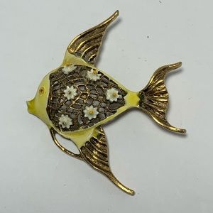 Vintage Enamel Angel Fish Brooch by Art Company